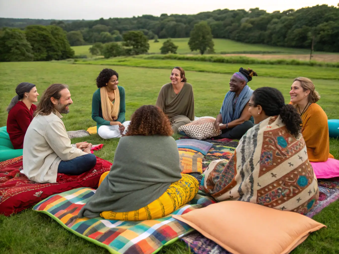 A heartwarming image of community members participating in a collaborative music project, highlighting the inclusive and unifying power of music.